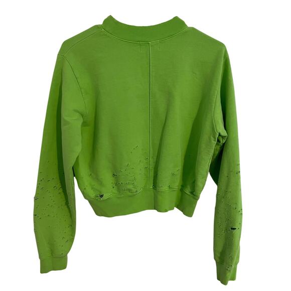 Cotton Citizen Sweatshirt Womens Small Neon Green Distressed Oversized Crop USA - Picture 5 of 9